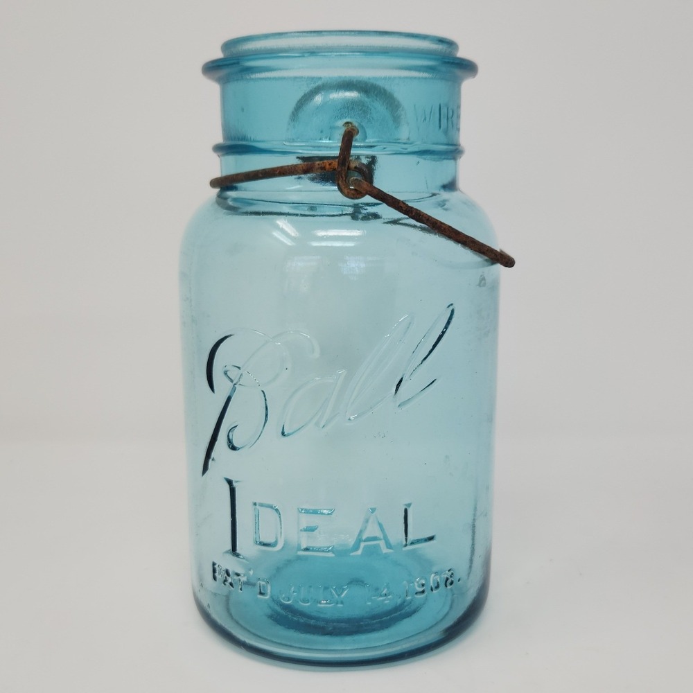 Vintage Aqua Blue Ball Jar Wire Bale #2 - No Lid No Chips or Cracks